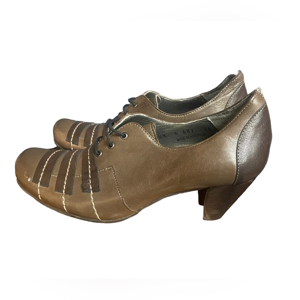 New Fidji Womens Heeled Square Toes Lace Up Shoes Size 36‎ Taupe Lagenlook